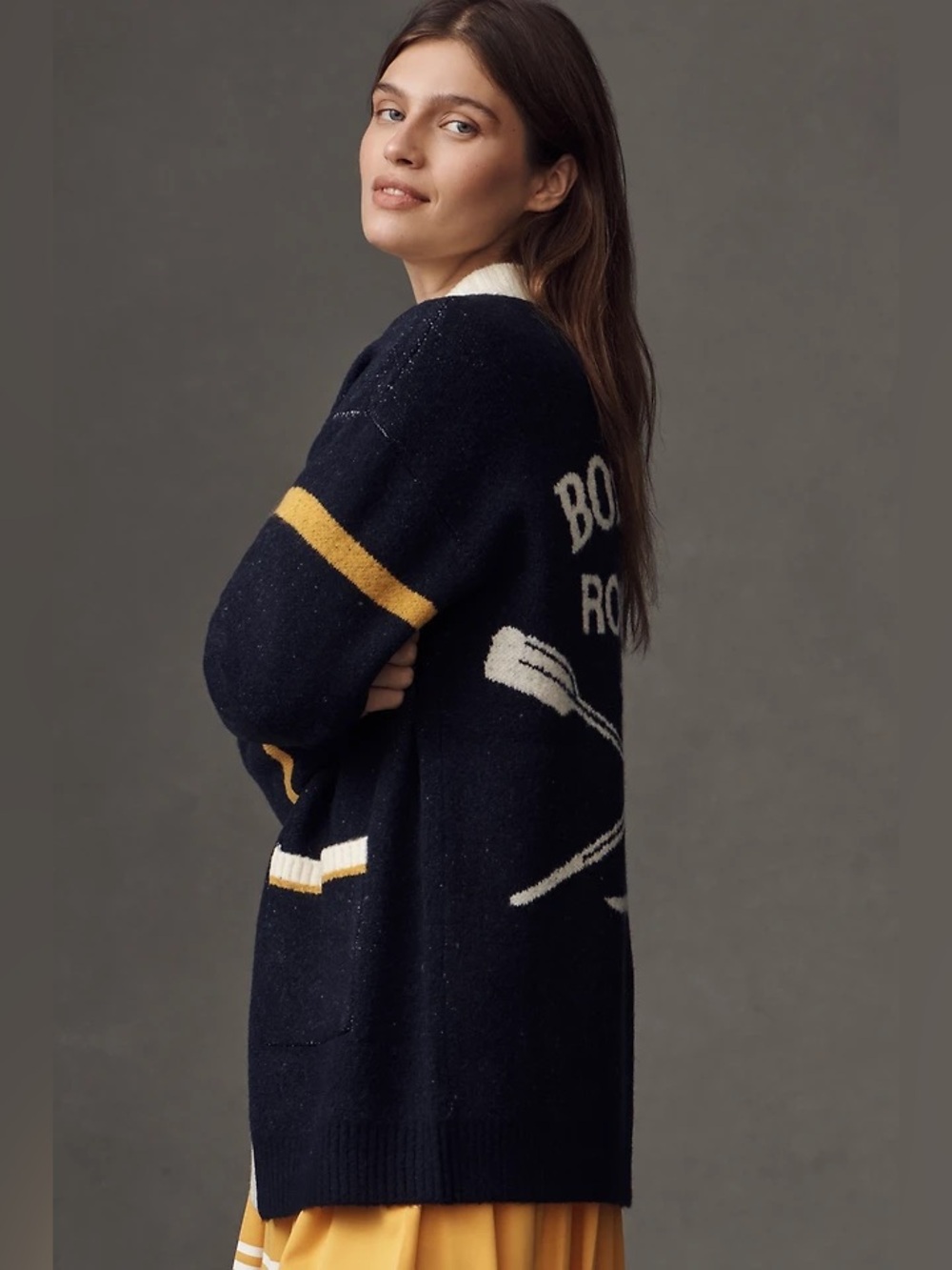 Flat White Game Day Cardigan Sweater from Anthropologie - Boston Rowing